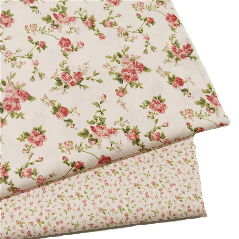 50x160cm Sweet Pink Rose Flowers & All over Small Double Flower Series Printed Cotton Fabric Floral Fabric Patchwork Baby Cloth