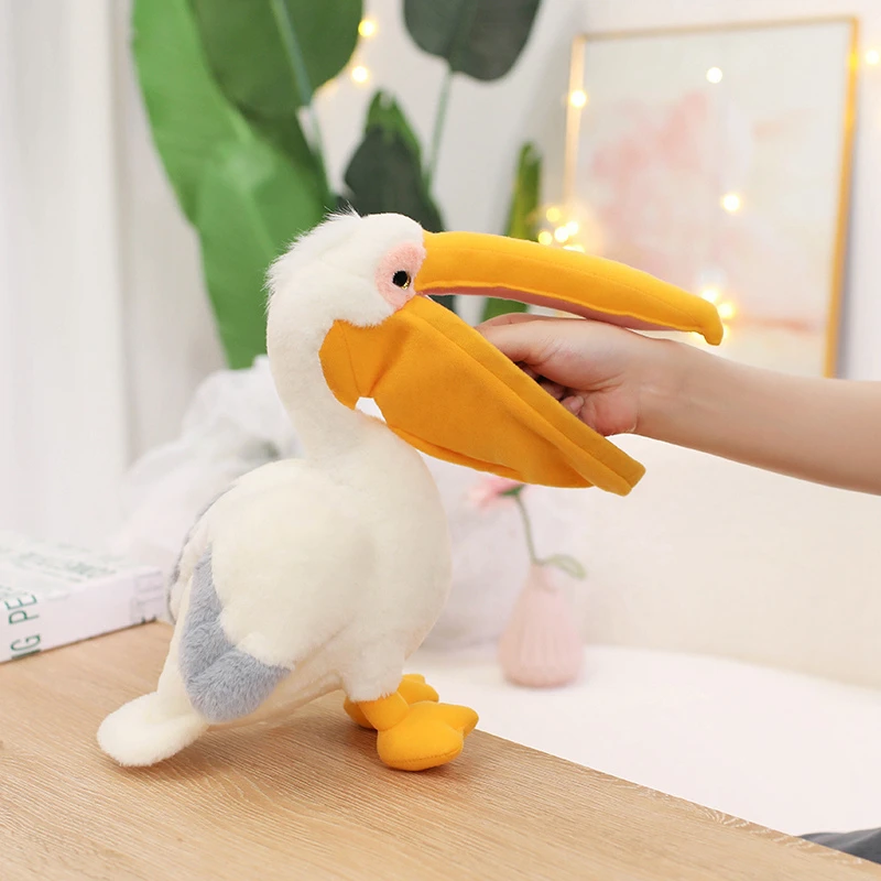 Pelican de dessin animé chaud jouets en peluche réaliste blanc pelvien peluche oiseau animaux poupées douces promotionnel pas cher cadeaux d'anniversaire de noël