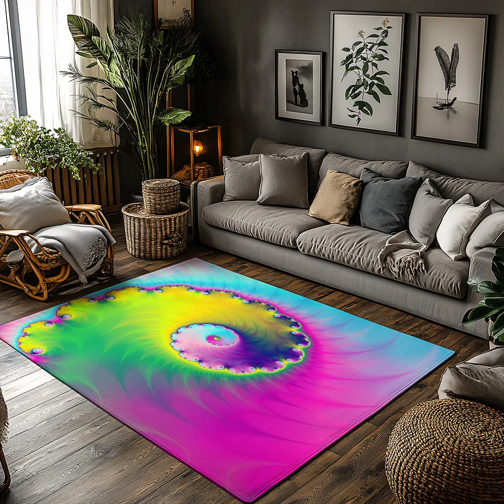 

Tuniu Psychedelic Rainbow Tie Dye Rug, Abstract Spiral Shag Area Rug for Living Room Bedroom Kids Room