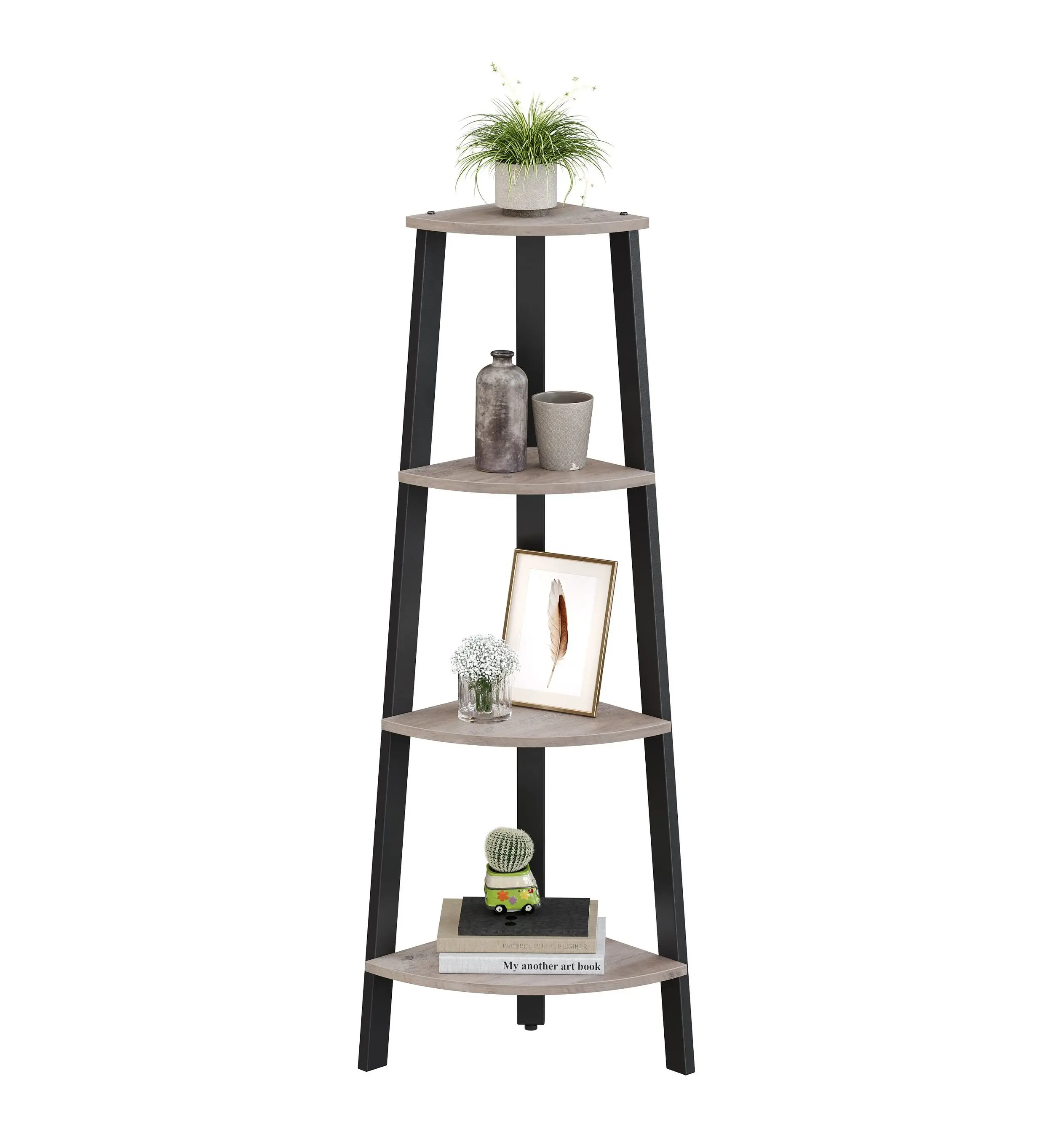 VASAGLE corner shelf, bookcase, with 4/5 levels, H: 125/159cm, with steel frame