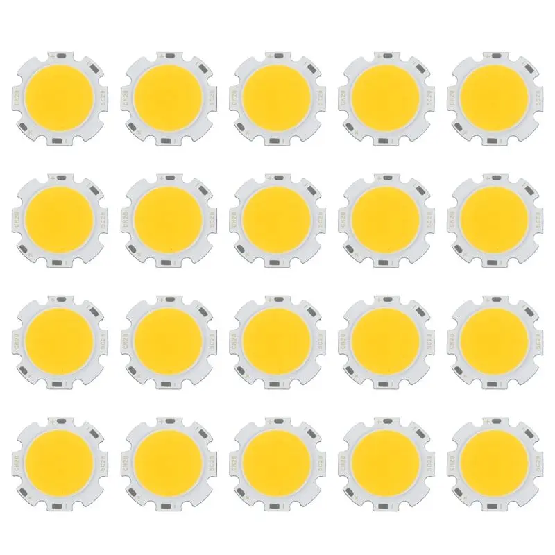 RALCA-20X 5W Chip Light Round COB Super Bright LED Light LED Lamp Bulbs Warm White DC15-17V