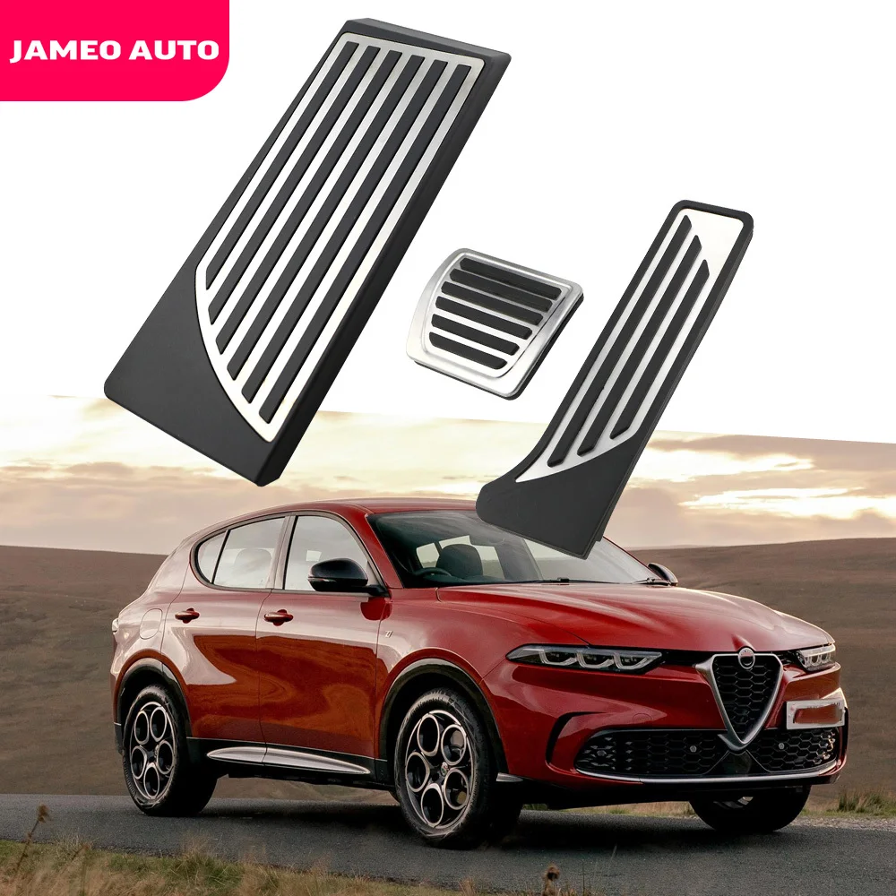 LHD Car Pedal Cover For Alfa Romeo Giulia Stelvio 2016-2023 Pedals No Drilling Accelerator Brake Clutch Pads Stainless Steel