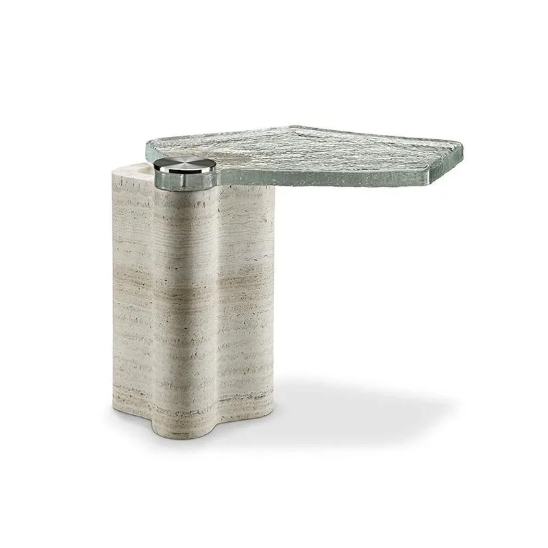 

Light luxury can be rotated, marble edge few, living room home modern high-end, acrylic sofa corner few