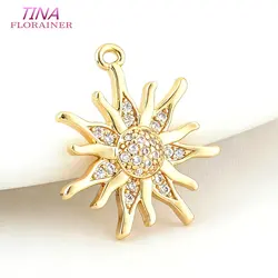 19.5x17MM 14K Real Gold Color Plated and Zircon Sun Charms Pendants Jewelry Making Supplies Diy Accessories