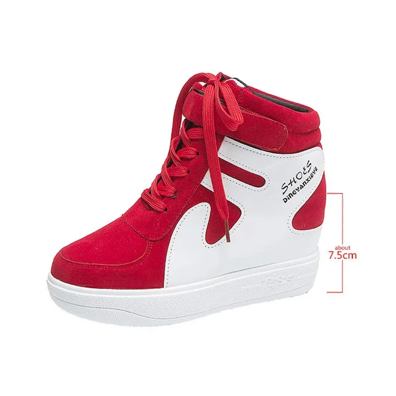 red sneakers women 2022 High top Platform Sneakers women Casual Wedges shoes Womens Shoes Black Platform Vulcanize Shoes Women