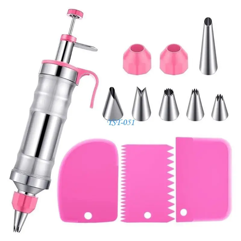

E15A Pastry Filling Injector Syringes Decorating Stainless Steel Tool Nozzles Cream Spatula for Cake Decorator