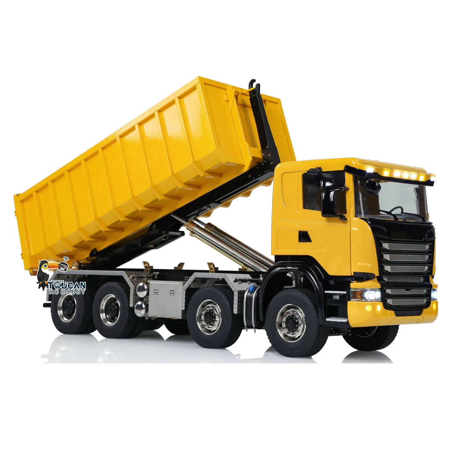 Toys 1:14 RC Hydraulic Roll Off Dump Truck 8x8 Full Dumper Car Sound Light Remoted Tipper Cars Vehicle Model for Boys Gifts