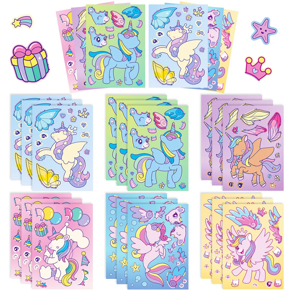 

Little Horse Face Changing Stickers Puzzle Stickers Personalized Creative Rainbow Little Horse Stickers DIY Waterproof Scrapbook