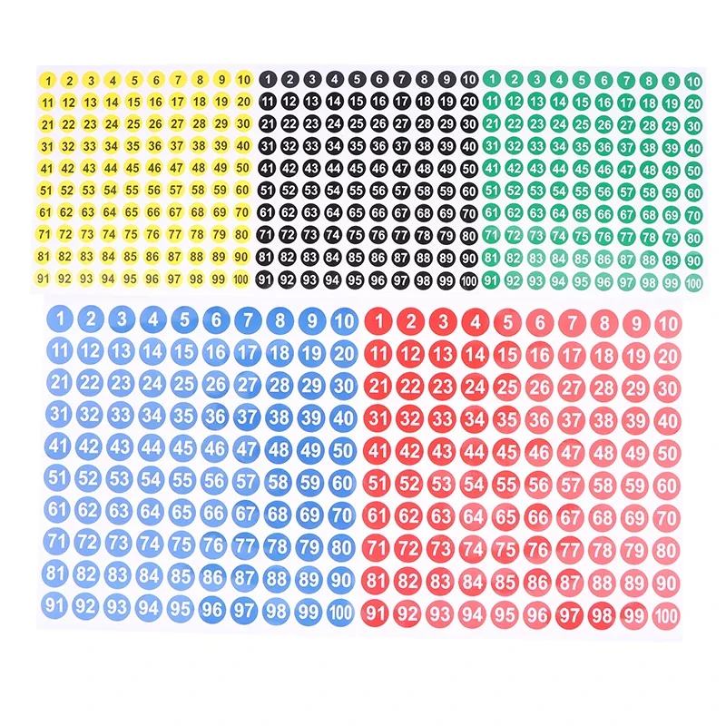 5 Sheets Number Stickers 1-100 Label Number Sticker For Diy Craft Nail Polish Glue Bottle Scrapbooking Diary Stationery