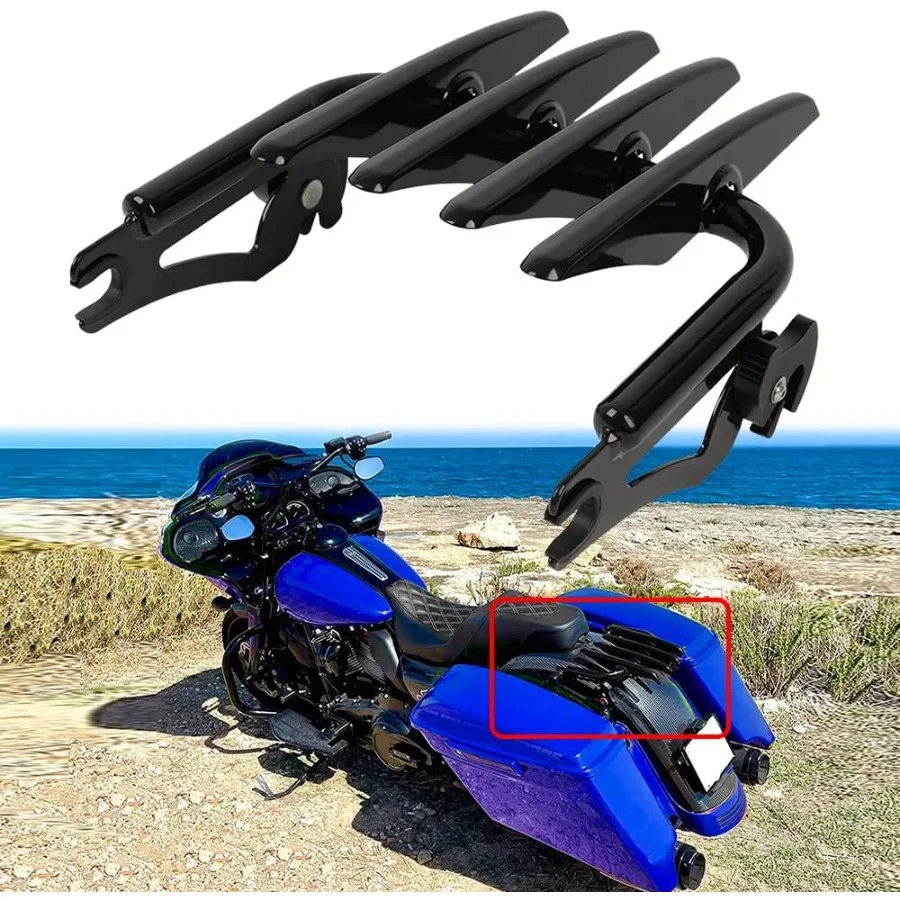 

Глянцевый черный съемный багажник Stealth для Harley Touring Road King 0923: повышает грузоподъемность и поездки с гладким А