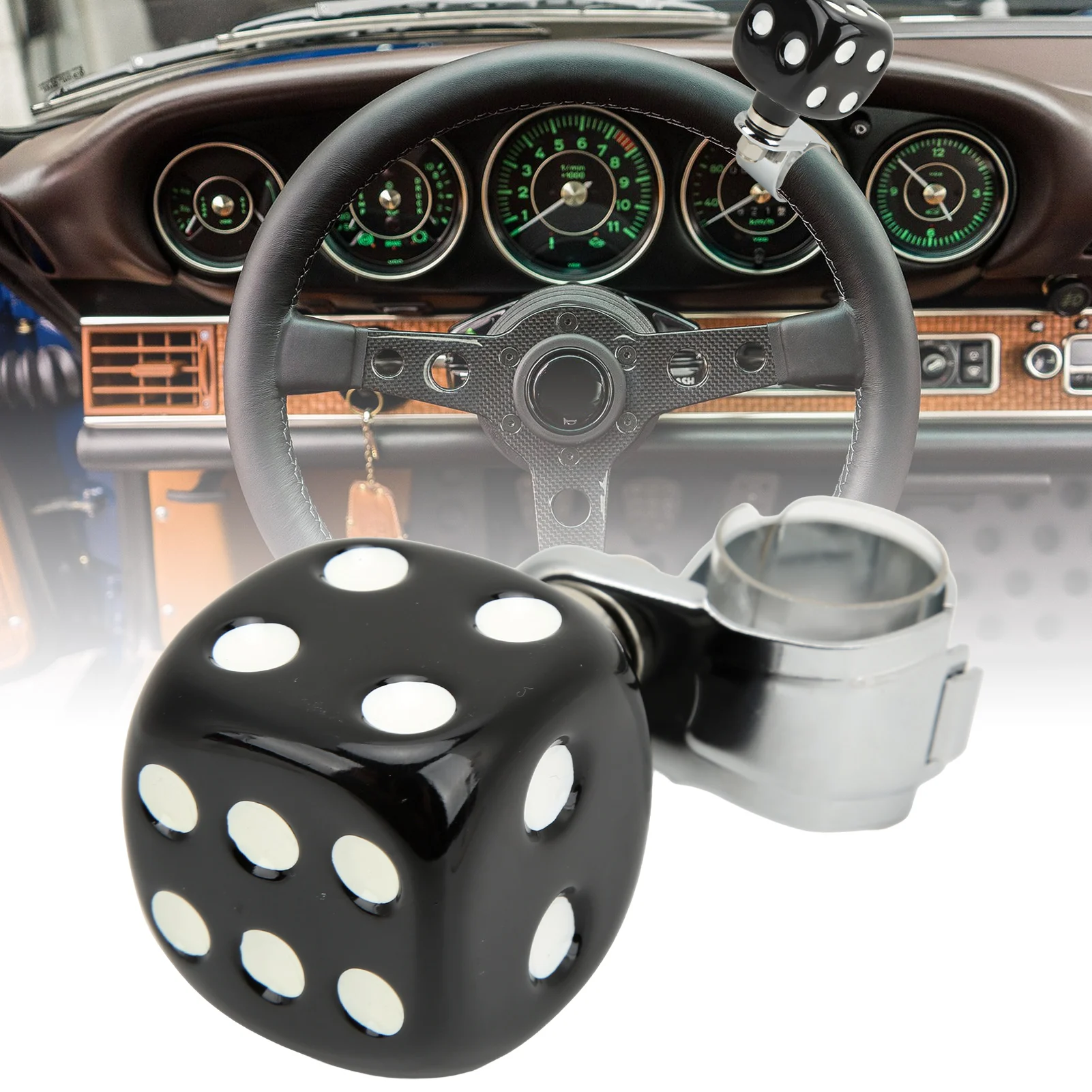 

Dice Shaped Car Steering Wheel Knob Handle, Powerful Booster, Car Interior Decoration Accessories Suitable for Most Cars