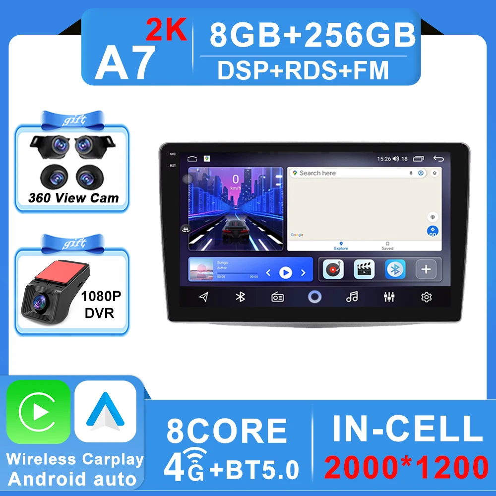Android 16 Autoradio Stereo Voor Alfa Romeo MiTo 955 2008-2016 Auto Cireless Carplay GPS Navigatie Multimedia Video speler 2Din