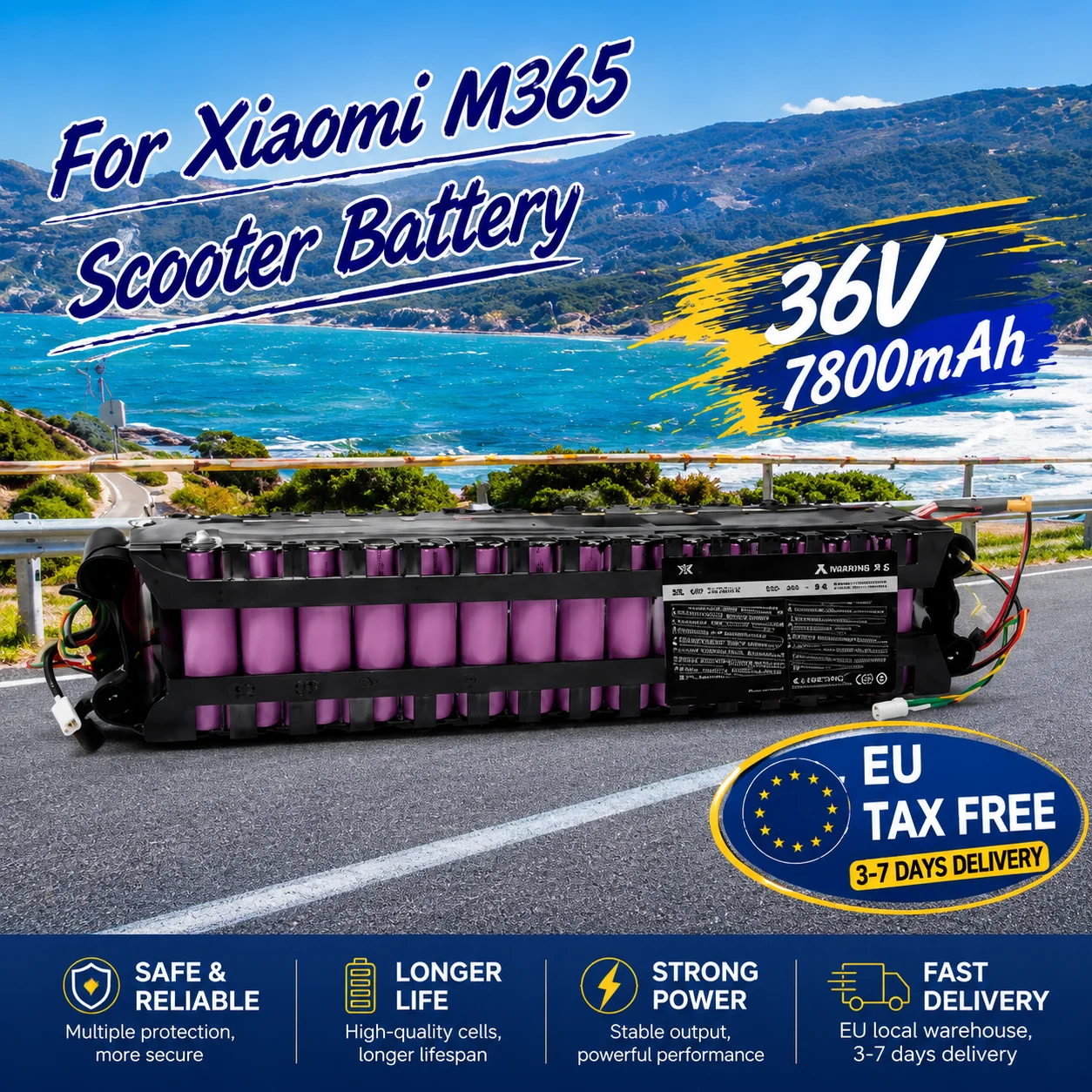 Image of M365 10S3P 36V 7800mAh Elektroroller-Akku Ersatz für Xiaomi M365 und M356, Wasserdichter BMS-kompatibler Akku