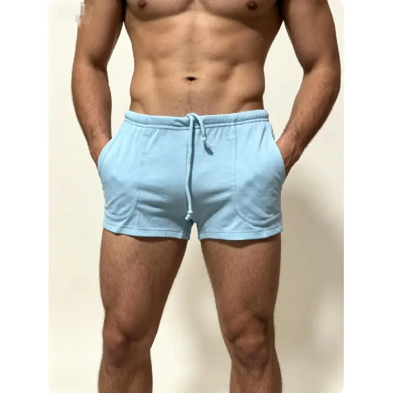 Sexy See Through Slim Shorts Men Seaside Beach Casual Solid Color Breathable Shorts Summer Men's Leisure Sleepwear Pajama Shorts