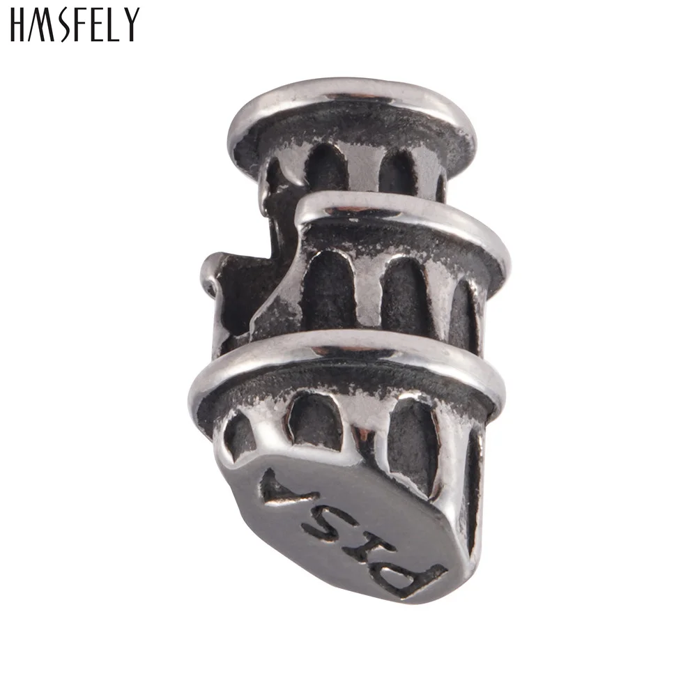 

HMSFELY Pisa Leaning Tower theme Beads For Charm Women Bracelet Jewelry Making Crystal Bead 316l Stainless Steel Beads