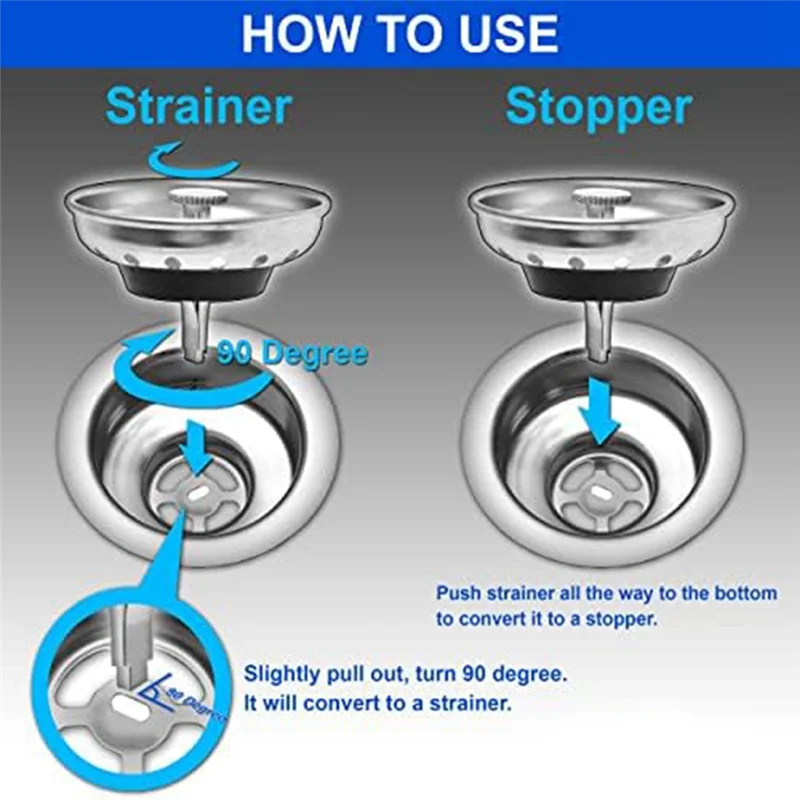 

Versatile Kitchen Sink Strainer And Stopper Combo Basket Replacement Stainless Steel Basket With Plastic Knob Durable Easy Insta