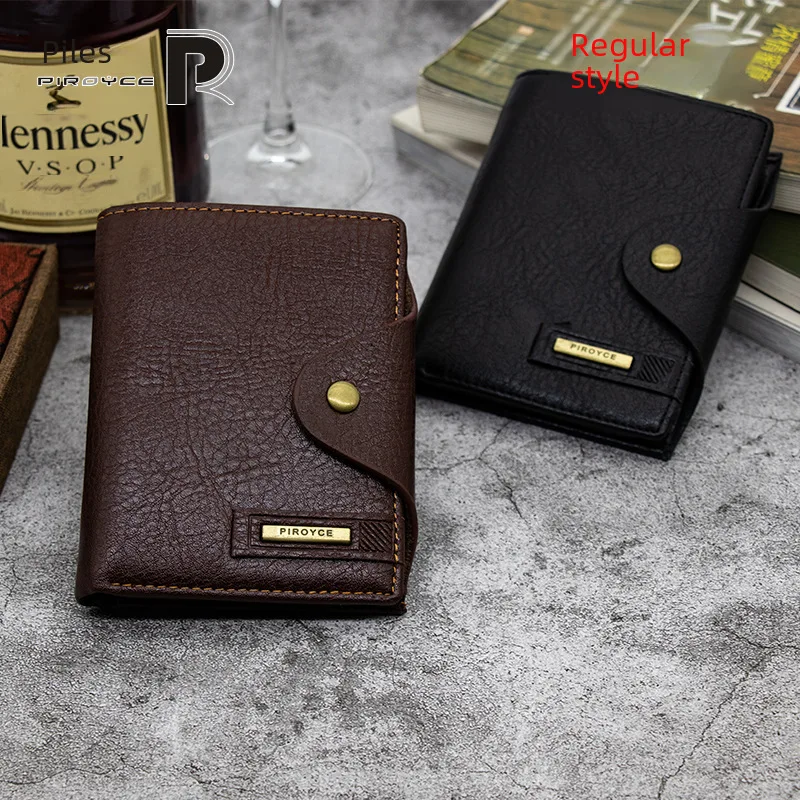 

PiroyceEuropean and American Wallet Men's Short Vintage Vertical Wallet Horizontal Foreign Trade New Wallet