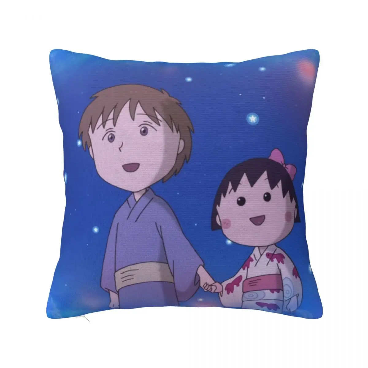 Chibi Maruko Chan Pillowcase Cushion Cover Decoration Plaid Cute Girl Throw Pillow Case Cover Home Drop Shipping 40X40cm