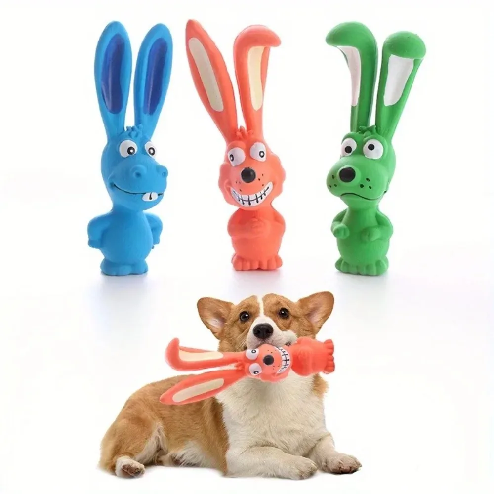 Quietschendes Cartoon-Hundespielzeug aus Langlebigem Latex mit Lebendigen Augen und Ohren, Batteriefrei, Interaktives Spielzeug für Alle Hunderassen