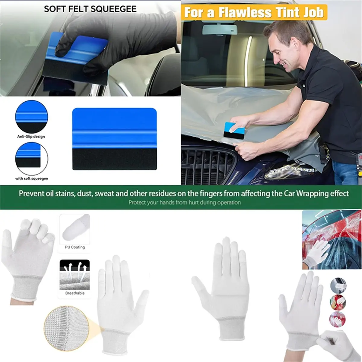 Vinyl Wrap Tool Kit for Car Window Tint Installation Micro Squeegee Corner Scraper Vinyl Cutter Profession Car Wrap Kit