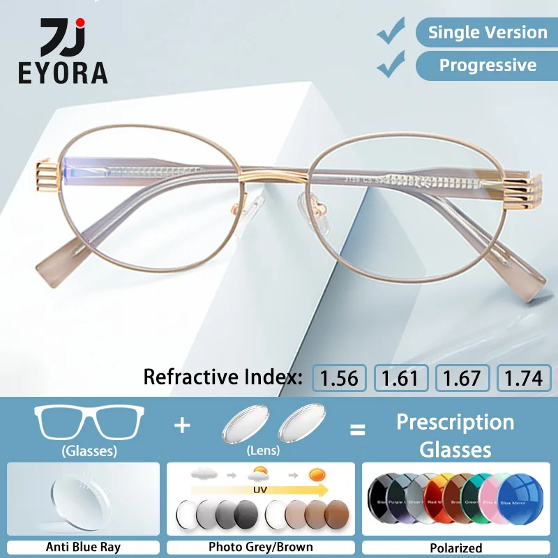 

EYORA Retro Oval Small Frame Currents Reading Glasses Myopia Eyewear Hyperopia Anti Blue Light Progressive Photochromic Eyewear