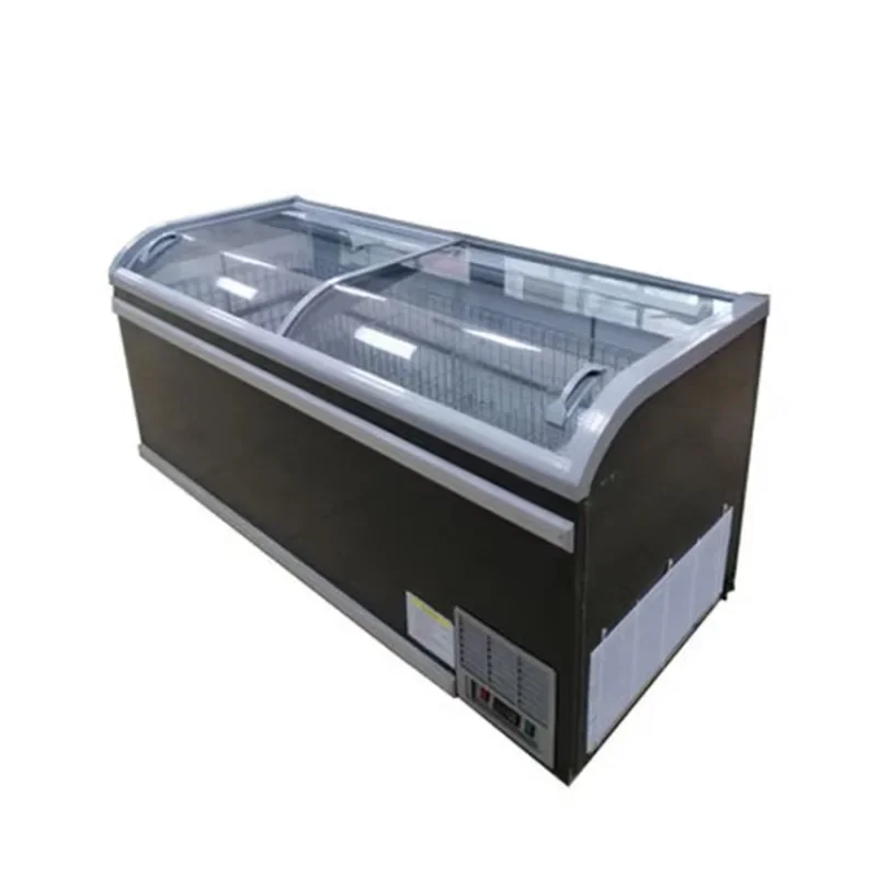 Supermarket Top Open Sliding Lid Fridge Bagged Frozen Food Meat Combined Display  Freezer