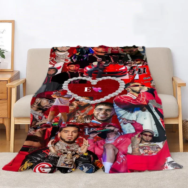 Anuel Aa ผ้าห่มเตียงผ้าห่มตัวละครปุยลายสก๊อตผ้าเช็ดตัวชายหาดภายในบ้านเครื่องนอนหรูหราโยนเข่านุ่ม Nap King S@0¥