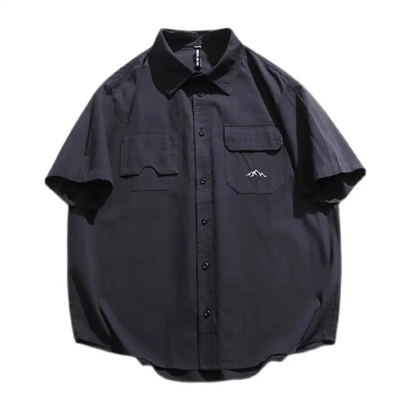 Loose Casual Short Sleeve Shirt Men's Summer Workwear Five-Button Pocket Shirt Japanese Style Functional Irregular Pocket view 5