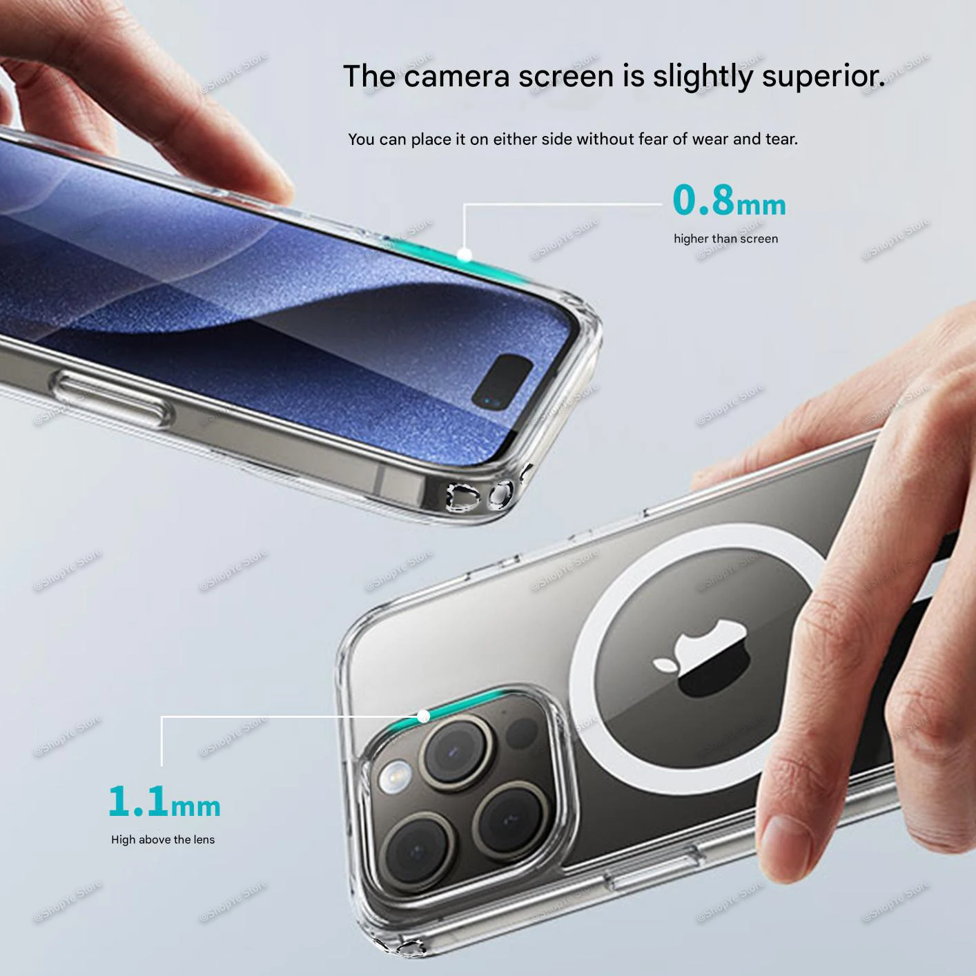 Coque magnétique transparente pour iPhone17Pro, trou fin, bouton tout compris, coque anti-chute 17Promax