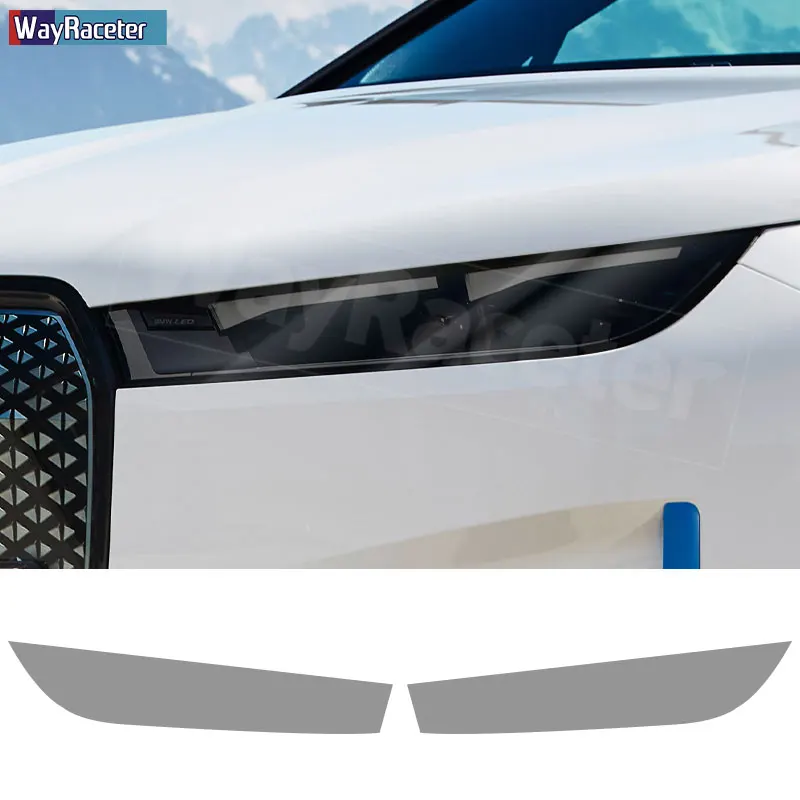 2 Pcs Car Headlight Protective Film Transparent Smoke Black TPU Sticker For BMW iX 2022 2023 I20 M60 Accessories