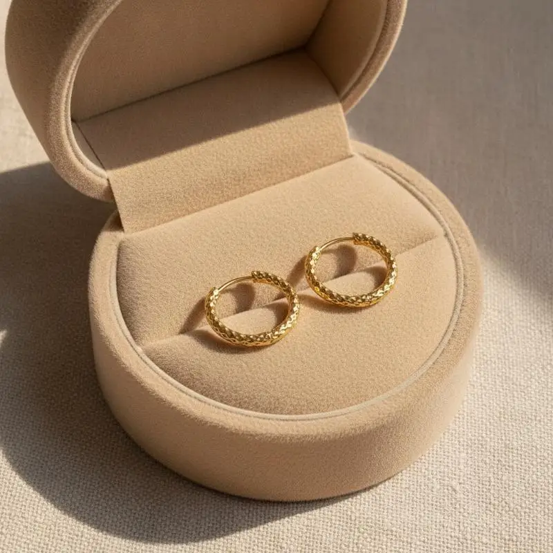Gold Plated Hammered Hoop Earrings Hypoallergenic Post Tarnish Resistant Daily Wear Parties Weddings Gifts No Fade Shine