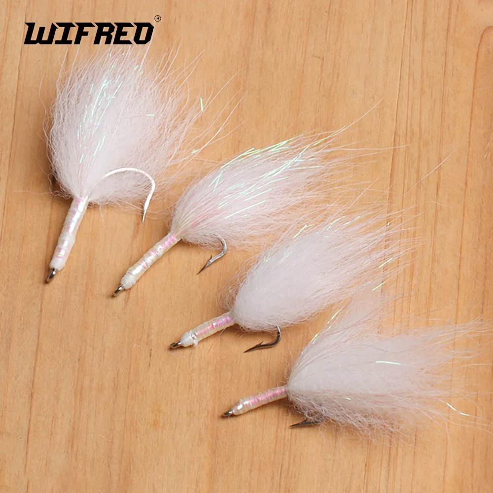 Wifreo-キツネの尾を持つ白いフライフィッシングルアー,サケ,マス,バス,ミノー用の人工餌,5ピース/箱