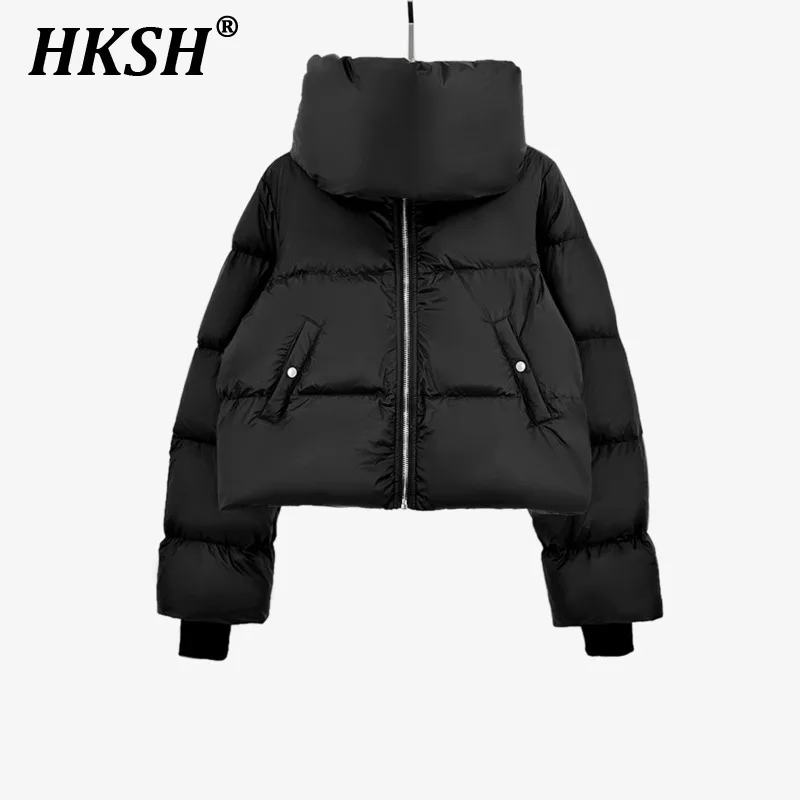 HKSH Men's Tide Streetwear Autumn Winter New RO Style White Duck Down Jacket Thick Inset Pockets Bread Coats Chic Padded H2824