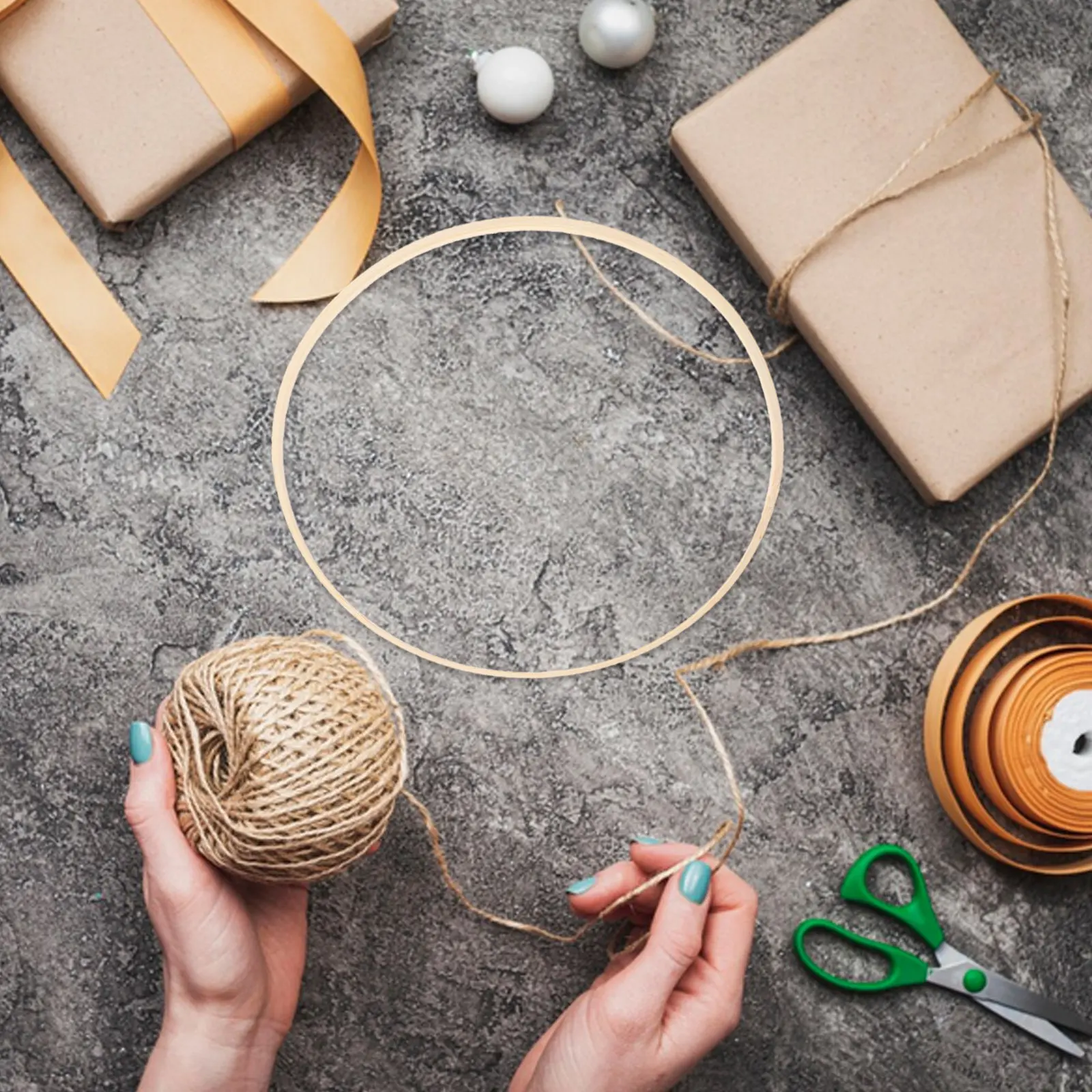 Bamboo DIY Round Fan Frame Bamboo Floral Catcher Ring for Christmas Party Holiday Decoration Wall Hanging