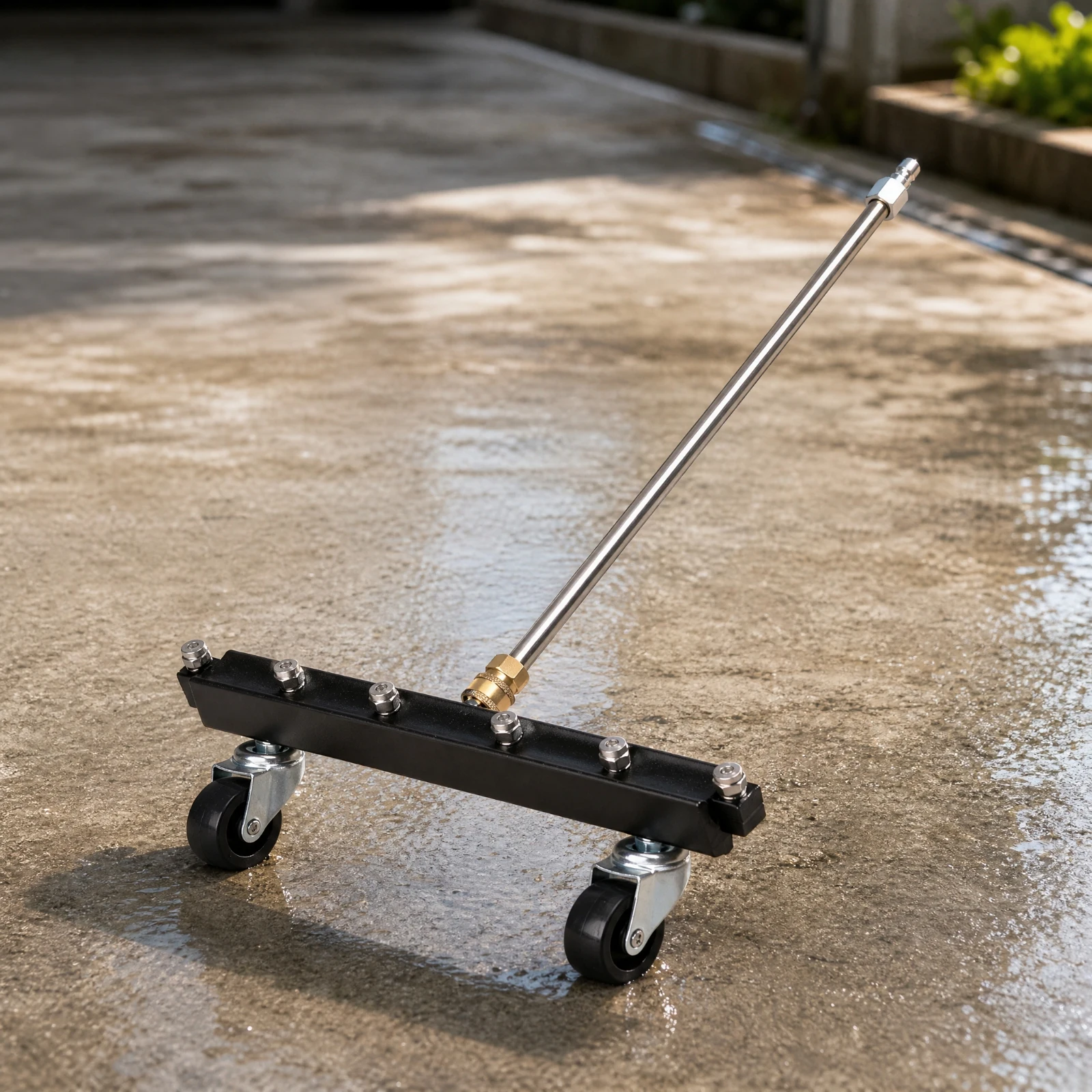 Rolling Undercarriage Pressure Washer Attachment Stainless Steel Pressure Washer Broom Attachment Underbody Sprayer