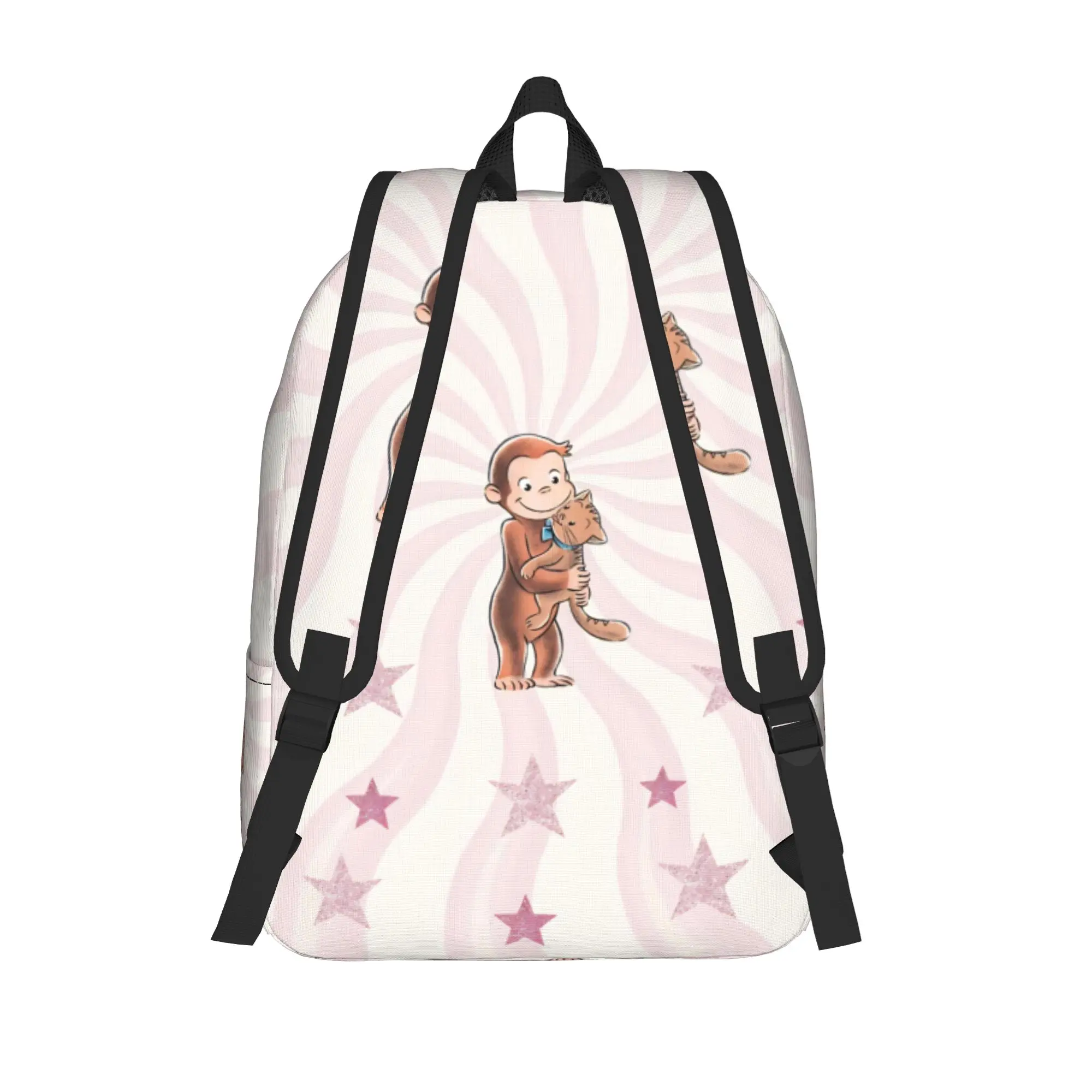 Curious Monkey Georges Cartoon Casual Backpack Durable Student Business TV Series Daypack for Men Women College Canvas Bags