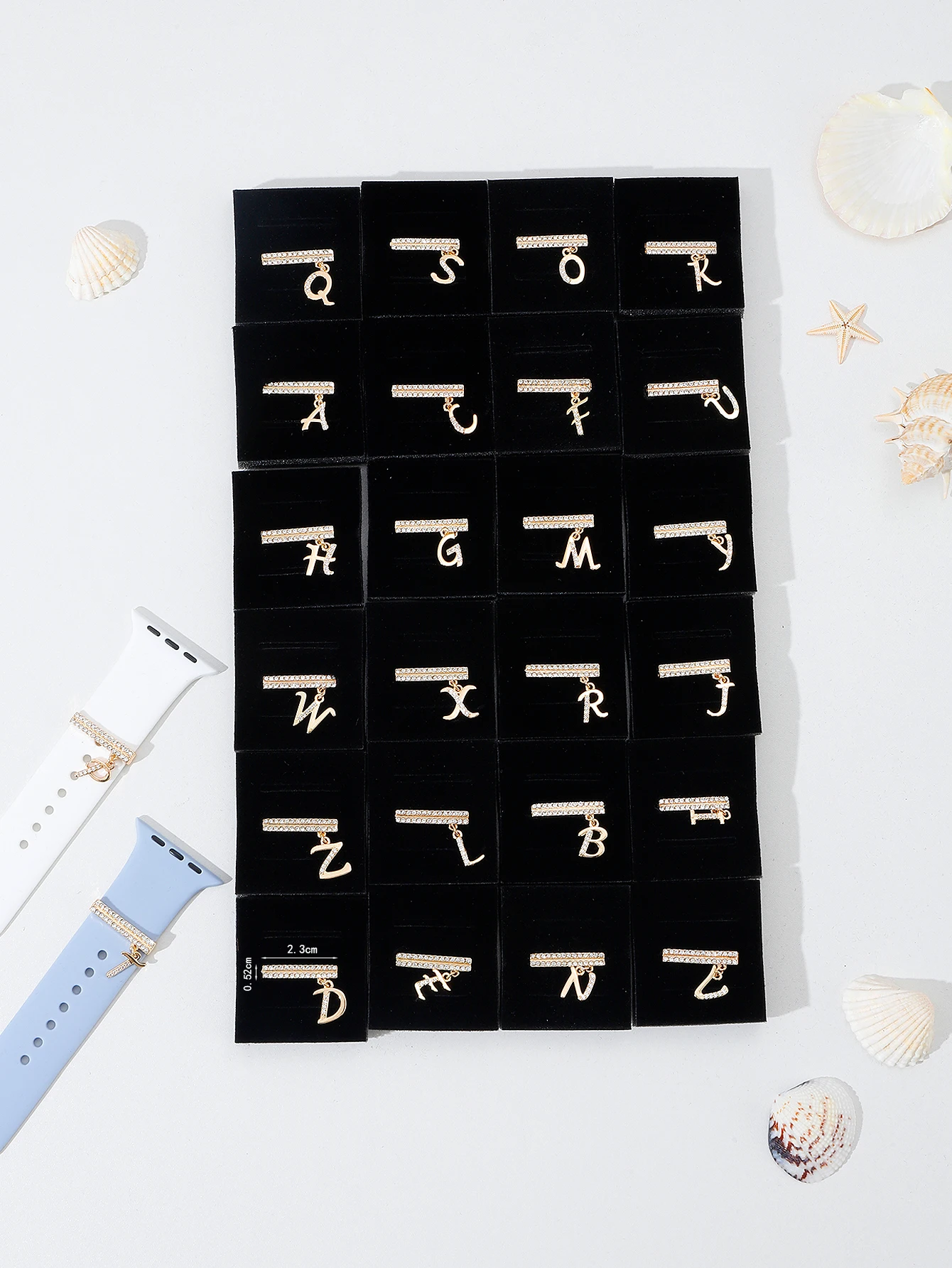 Fashion trend silica gel strap 26 letter decorative ring, chic senior sense of daily commute all popular strap accessories