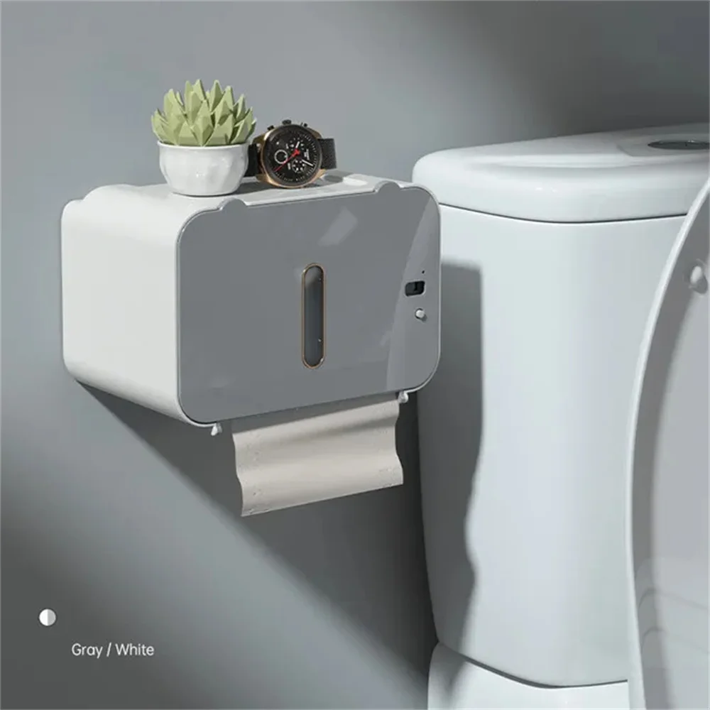 Induction Toilet Paper Holder Shelf Automatic Paper Out Wc Paper Rack Wall-Mounted Toilet Paper Dispenser Bathroom Accessories