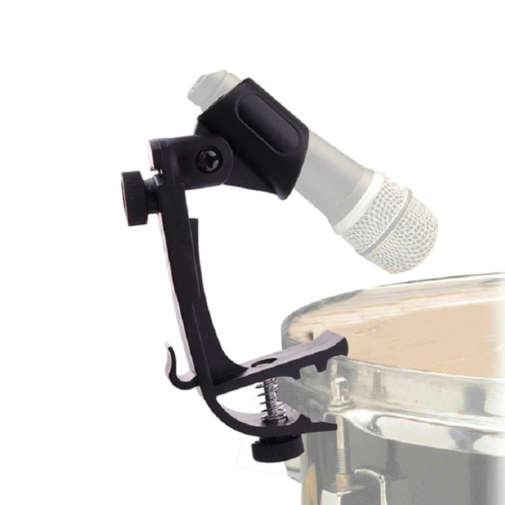 2PCS Drum Microphone Clip Adjustable Height Drum Rim Mic Clips Shockproof Drum Microphone Mount Clamp 5.12 inches