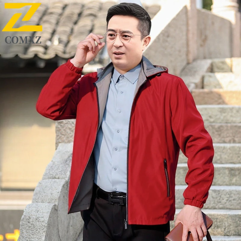 

COMXZ Lightweight Windbreaker Coat 2025 High End Outdoor Office Golf Business Anti Wrinkle Jackets Men Cloting Hooded Jacket