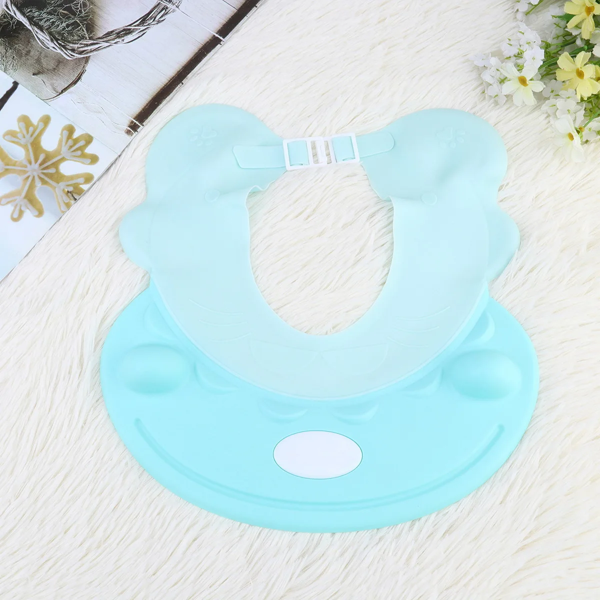 قابل للتعديل السماء الزرقاء الطفل حمام قبعة مقاوم للماء غسل الشعر غطاء الأذن حامي الاستحمام قبعة الدش للأطفال قبعة حمام الطفل