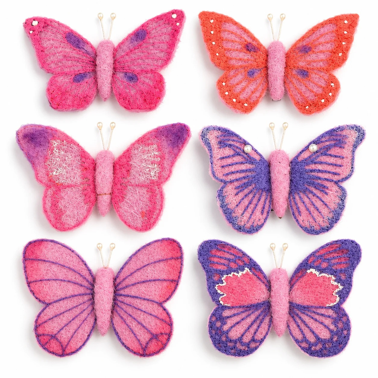 6PCS Artificial Butterfly Hair Clips Wool Felt Butterfly Barrettes for Wedding Hair Accessories Party DIY Decorations