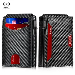 DIENQI-CarbonFiber Rfid Credit Card Holder Men Wallets Anti Theft Slim Thin Wallet Luxury Cardholder Minimalist Wallet Walet Bag
