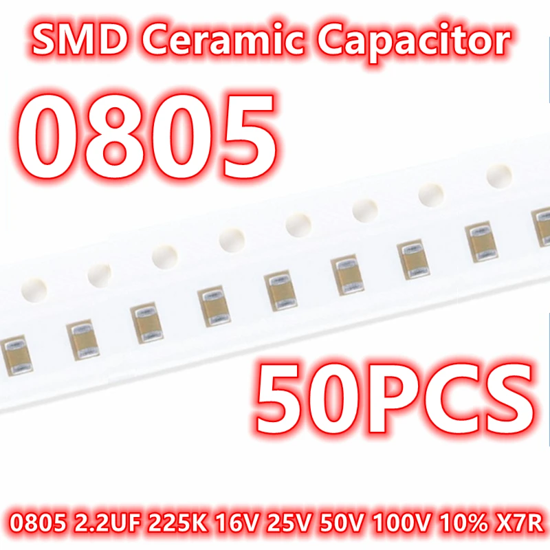 

(50pcs) Original 0805 2.2UF 225K 16V 25V 50V 100V 10% X7R SMD Ceramic Capacitor IC 2012