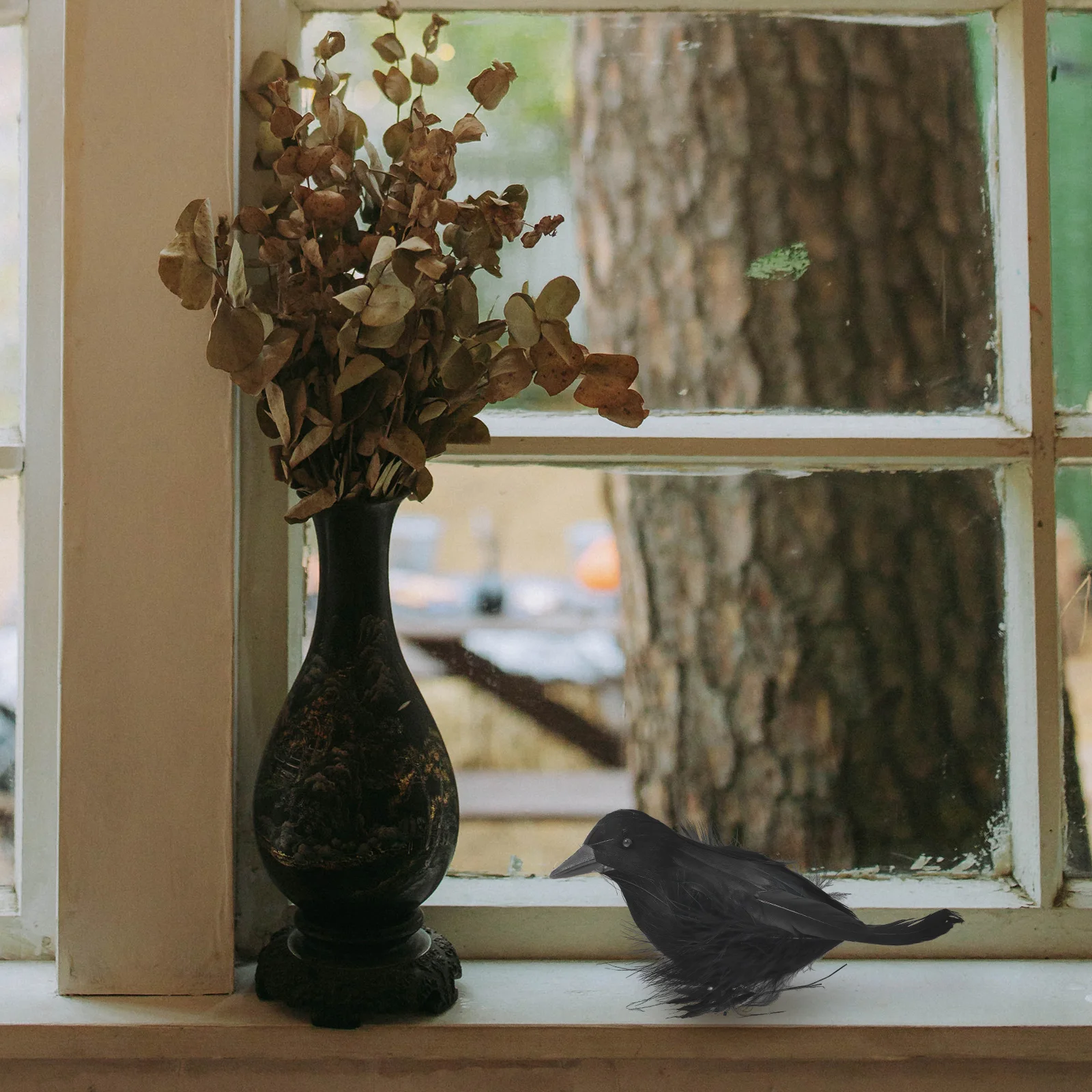 

3Pcs Simulation Crow Shape Black Decorative Ornament for Halloween Home Hotel Bar Desktop Festival Decor Halloween Crow