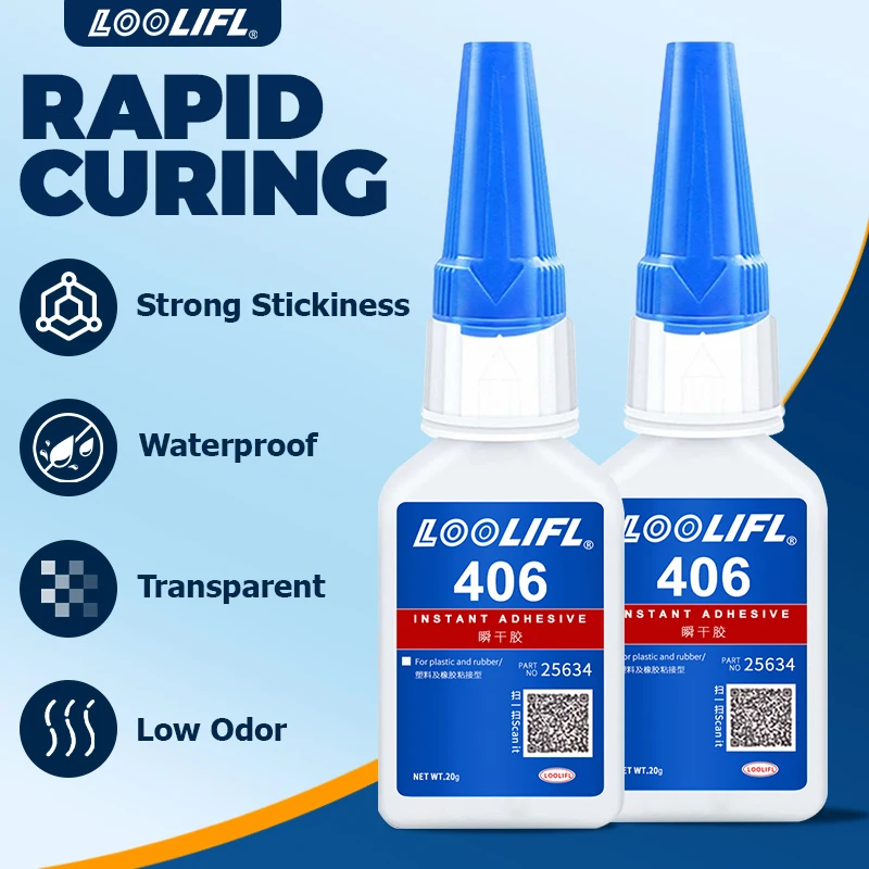 20 جرام 406 لاصق فائق الجودة من cyanoacrylate للإصلاح السريع، مناسب لإصلاح الخشب والبلاستيك والنماذج والمعادن وما إلى ذلك