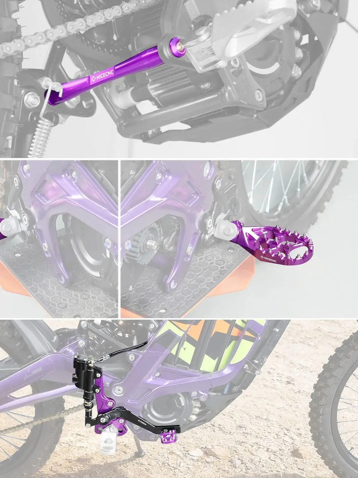 AliExpress NICECNC For Surron Light Bee X S Hydraulic Rear Foot Brake & Footrest & Foot Pegs Support Brace For Segway X160 X260 Electric Dirt Bike