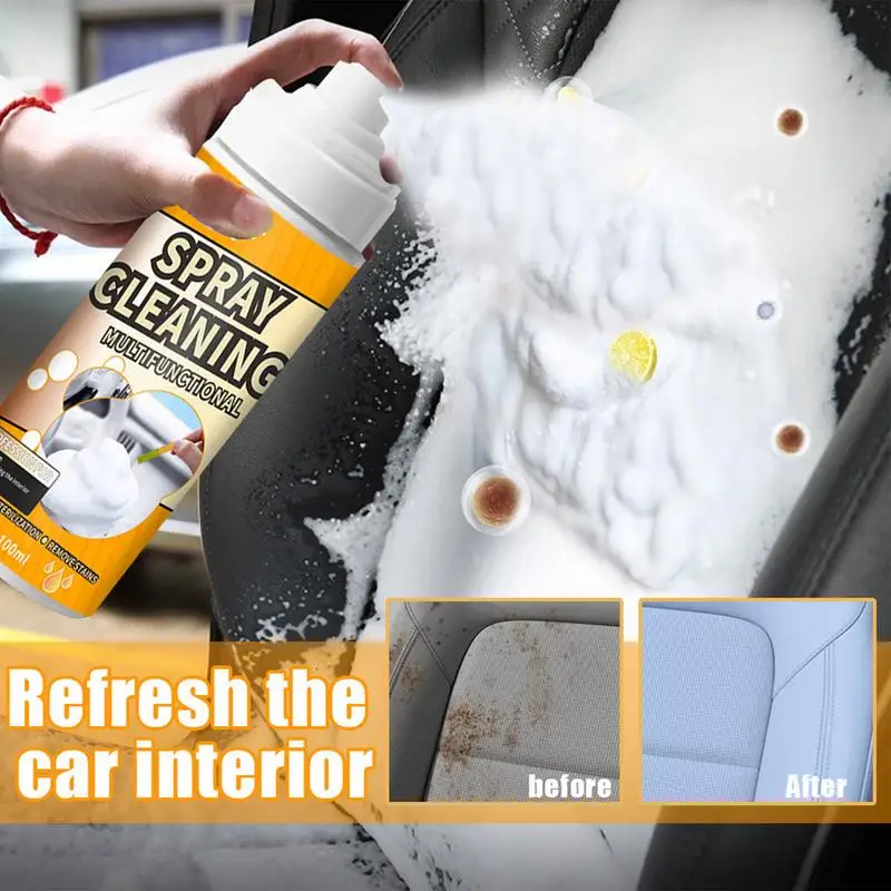 Car Foam Cleaner 100ml Portable Car Seat Cleaners Gentle Spray Leakproof Car Care Foam Spray For Car Doors Center Console Car