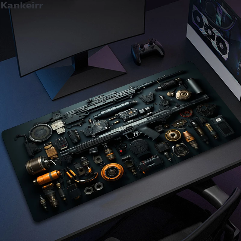 Wapen Computer Muismat Anime Geweren Tafelmat Mousepad Gamer 900X400 Deskpad Toetsenbord Gaming Matten Xxl Deskmat Speelmat Kast