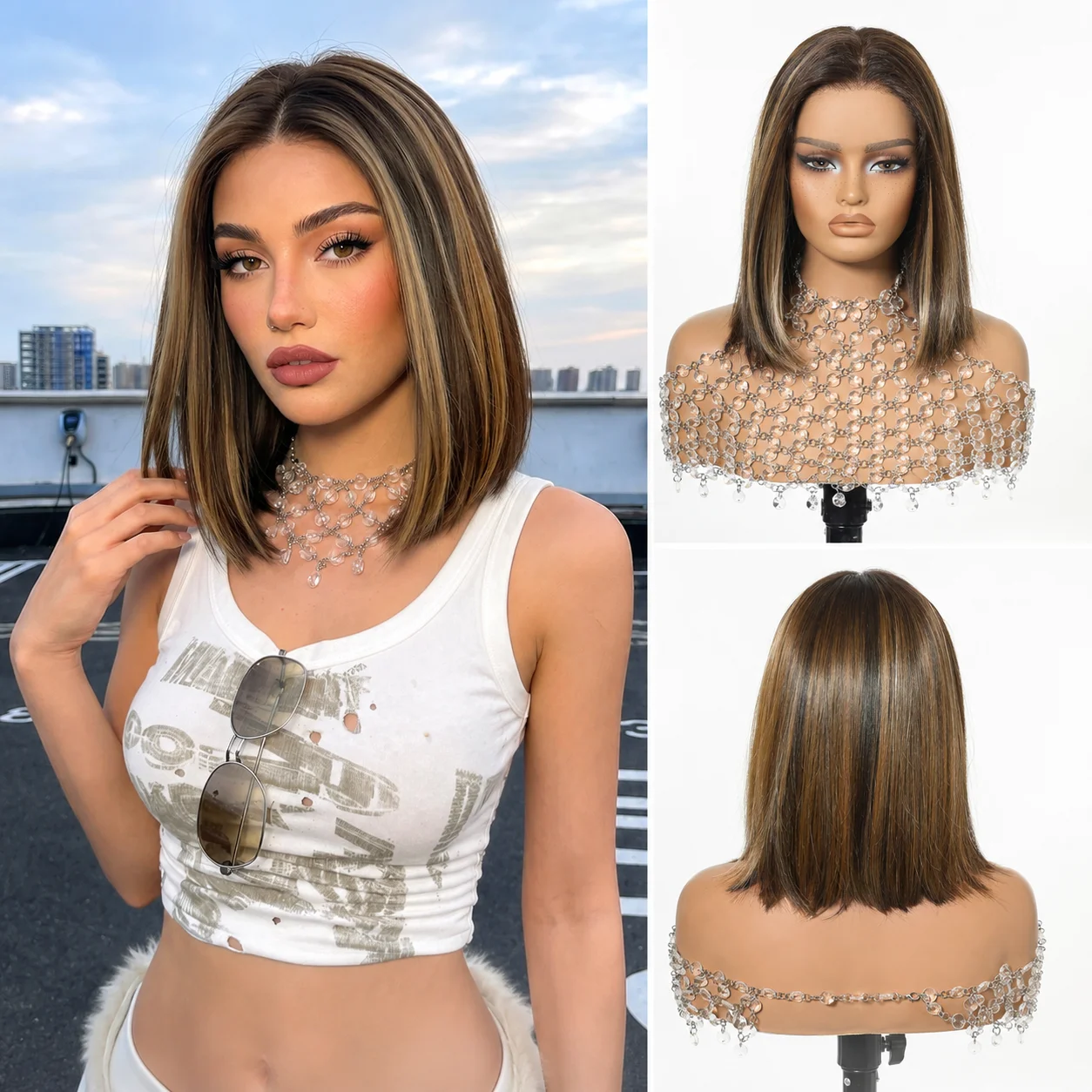 13x6 HD Transparent Lace Front Bob Wig 12